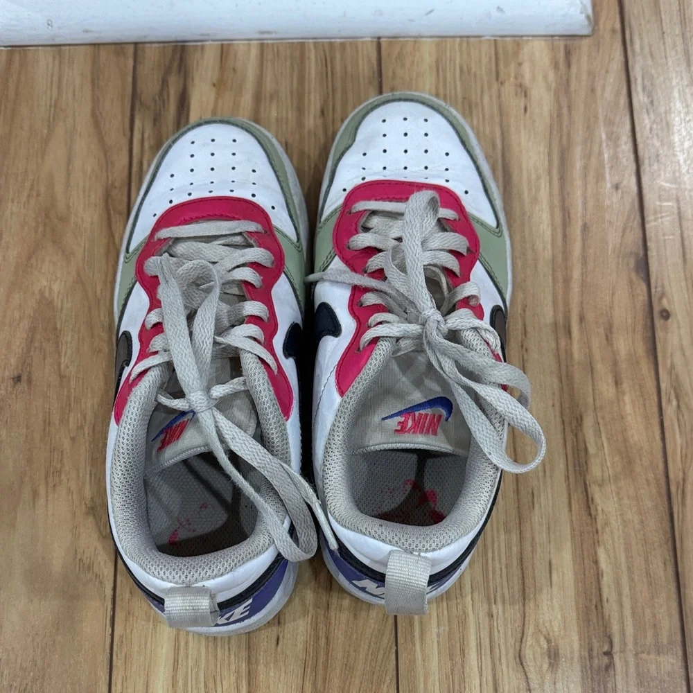 Nike Kids White, Pink, and Green Sneakers